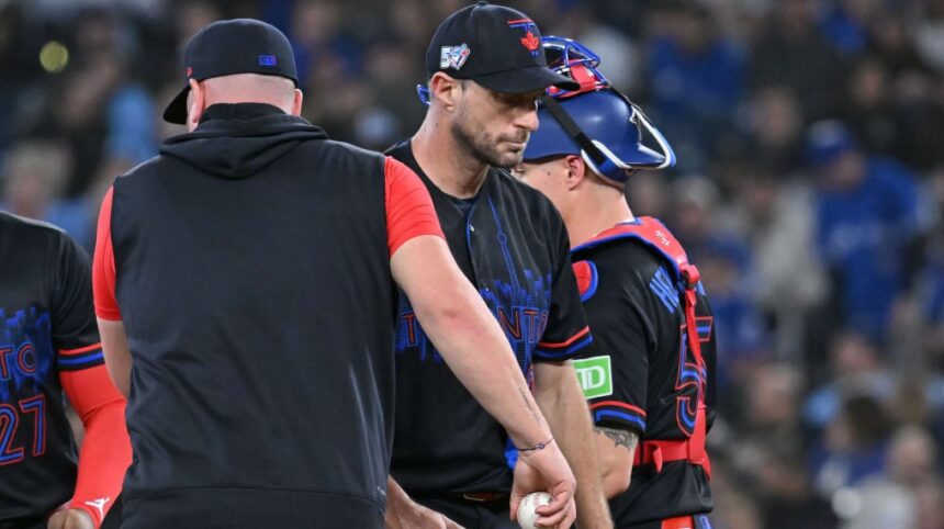 Max Scherzer, baja en Azulejos por tendinitis y lesión de tobillo